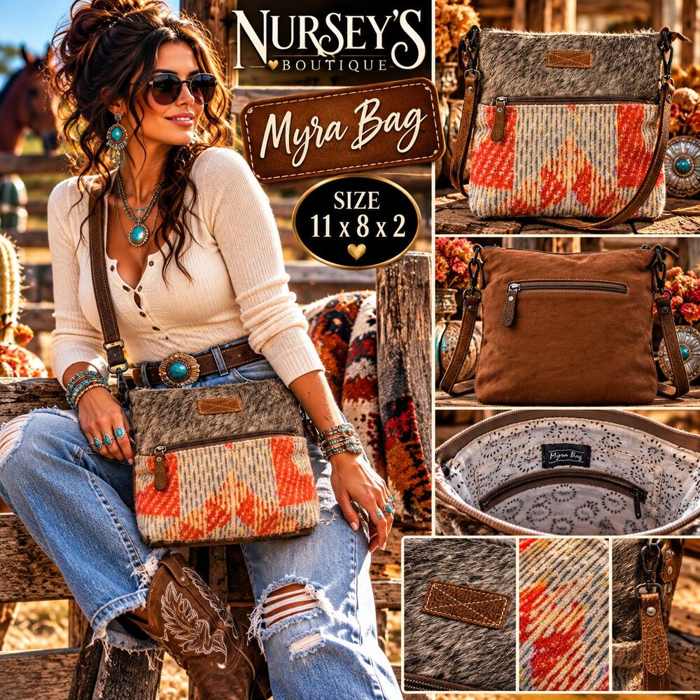 Myra Bag Cowhide Rug Crossbody Purse Hair on Hide Leather Western Boho